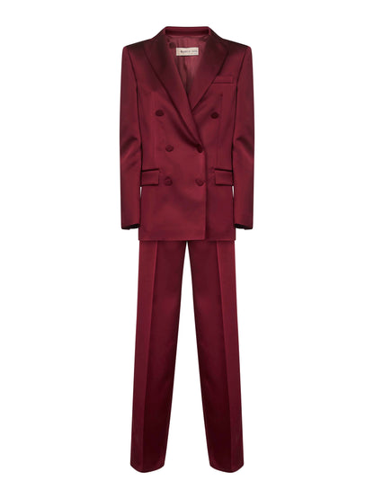 Burgundy Satin Telvera Suit