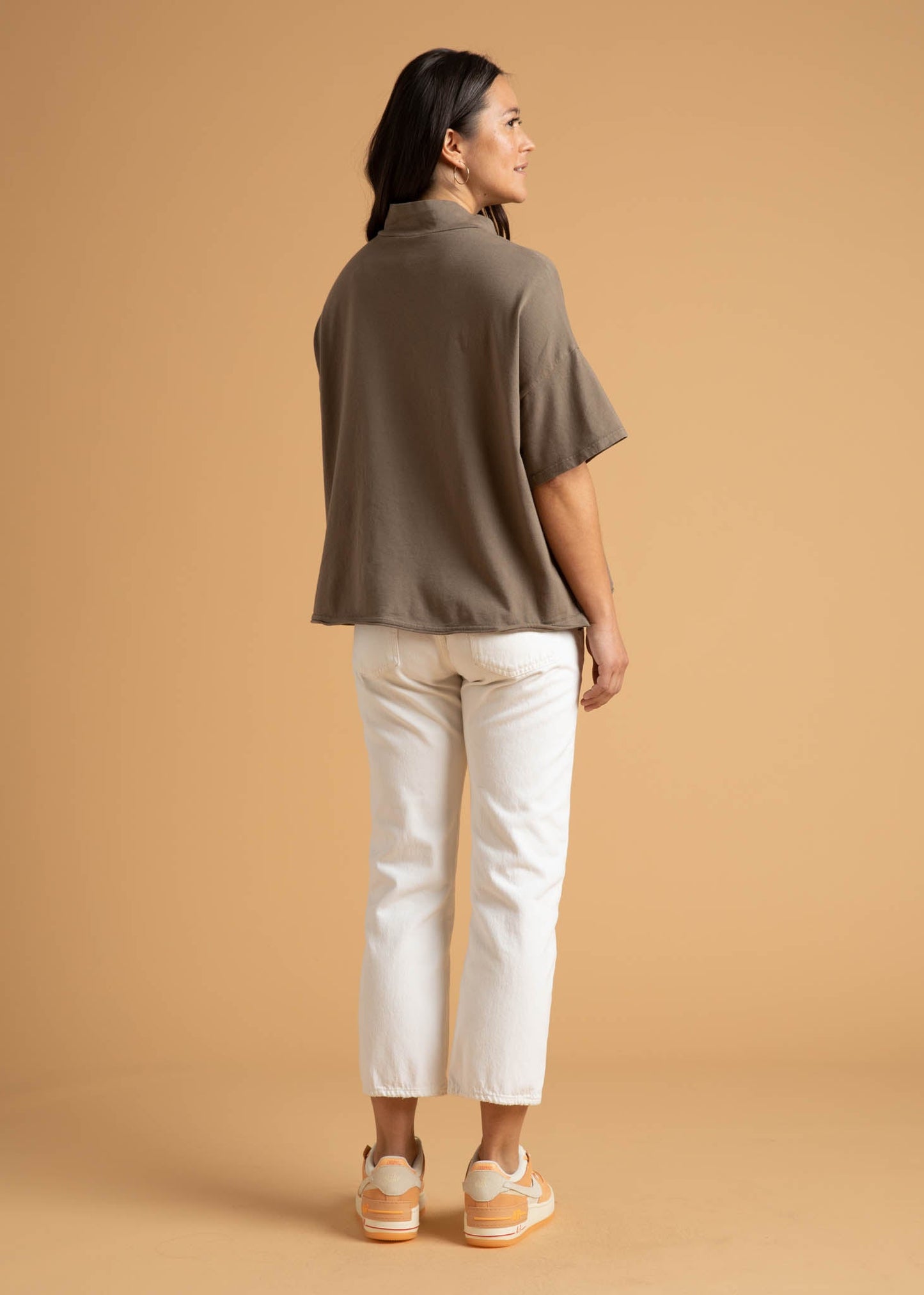 Mare Mock Neck Top - Warm Grey