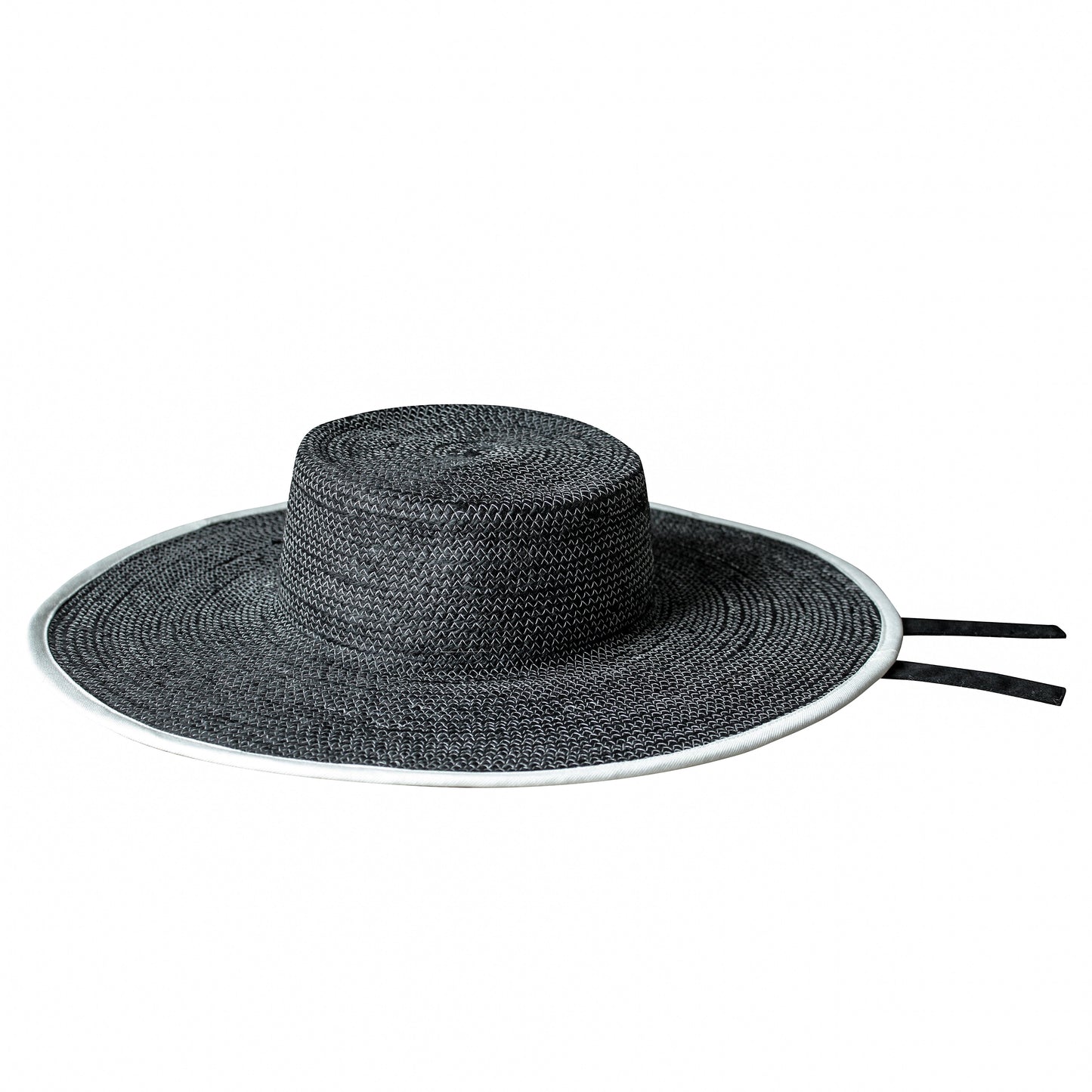 The Lolo Wide-Brim Jute Boater Hat in Black