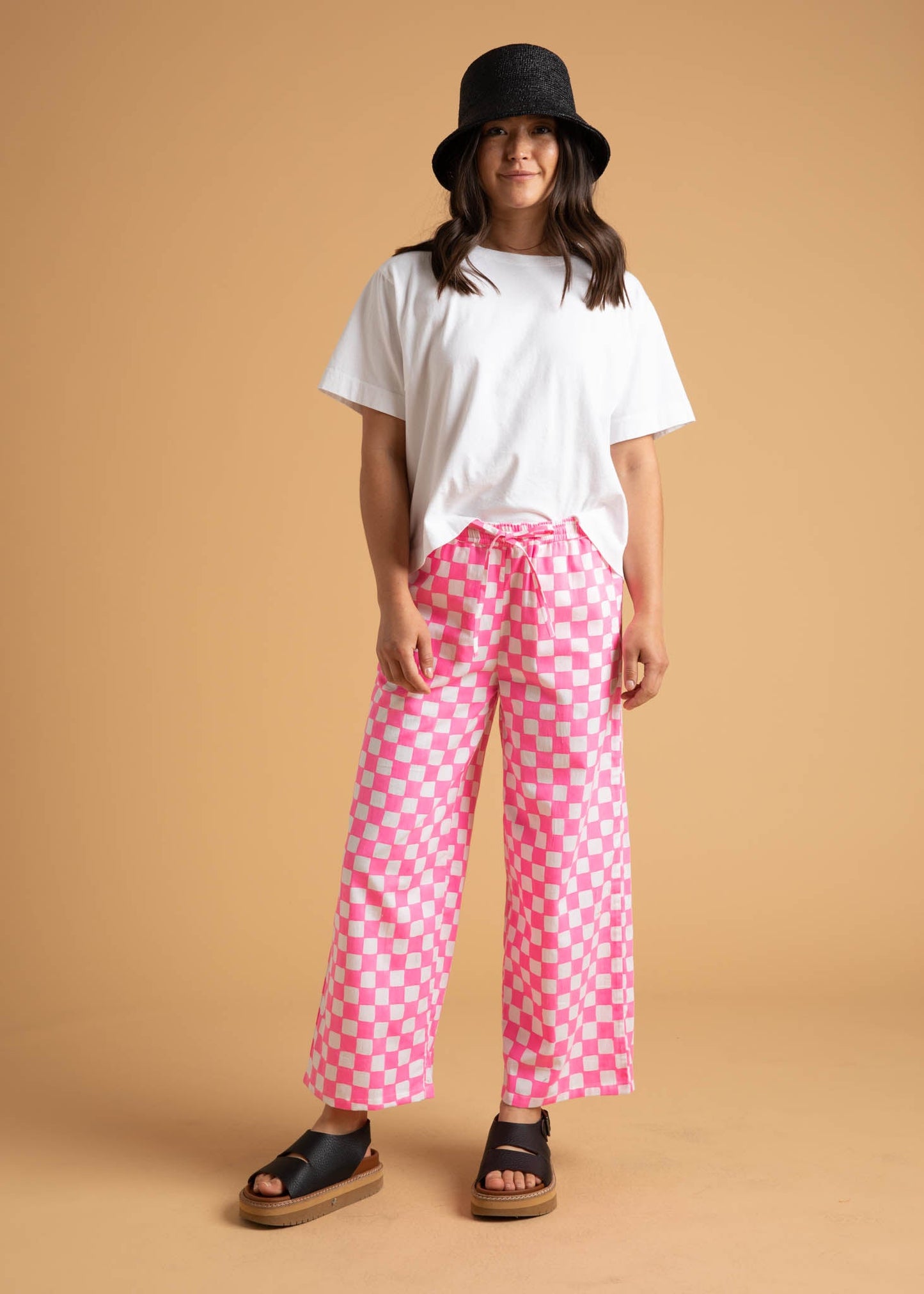 Shore Pant -  Checkerboard Neon Pink