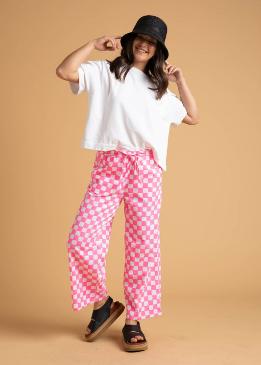 Shore Pant -  Checkerboard Neon Pink