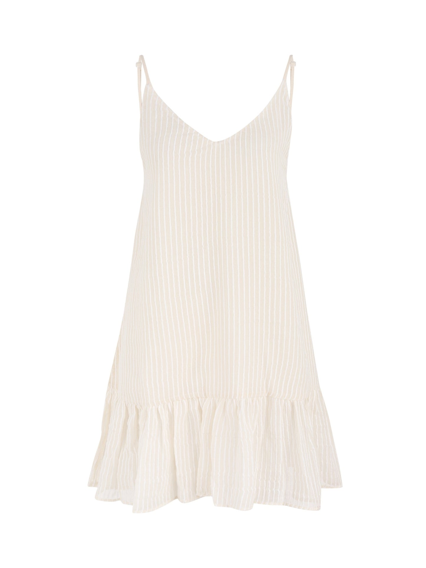Liv Mini Ruffle Dress - White Stripes