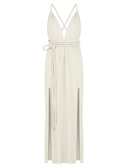 Muse Braided Straps Dress - Natural