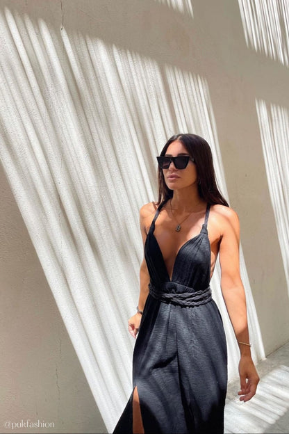 Muse Braided Straps Dress - Black