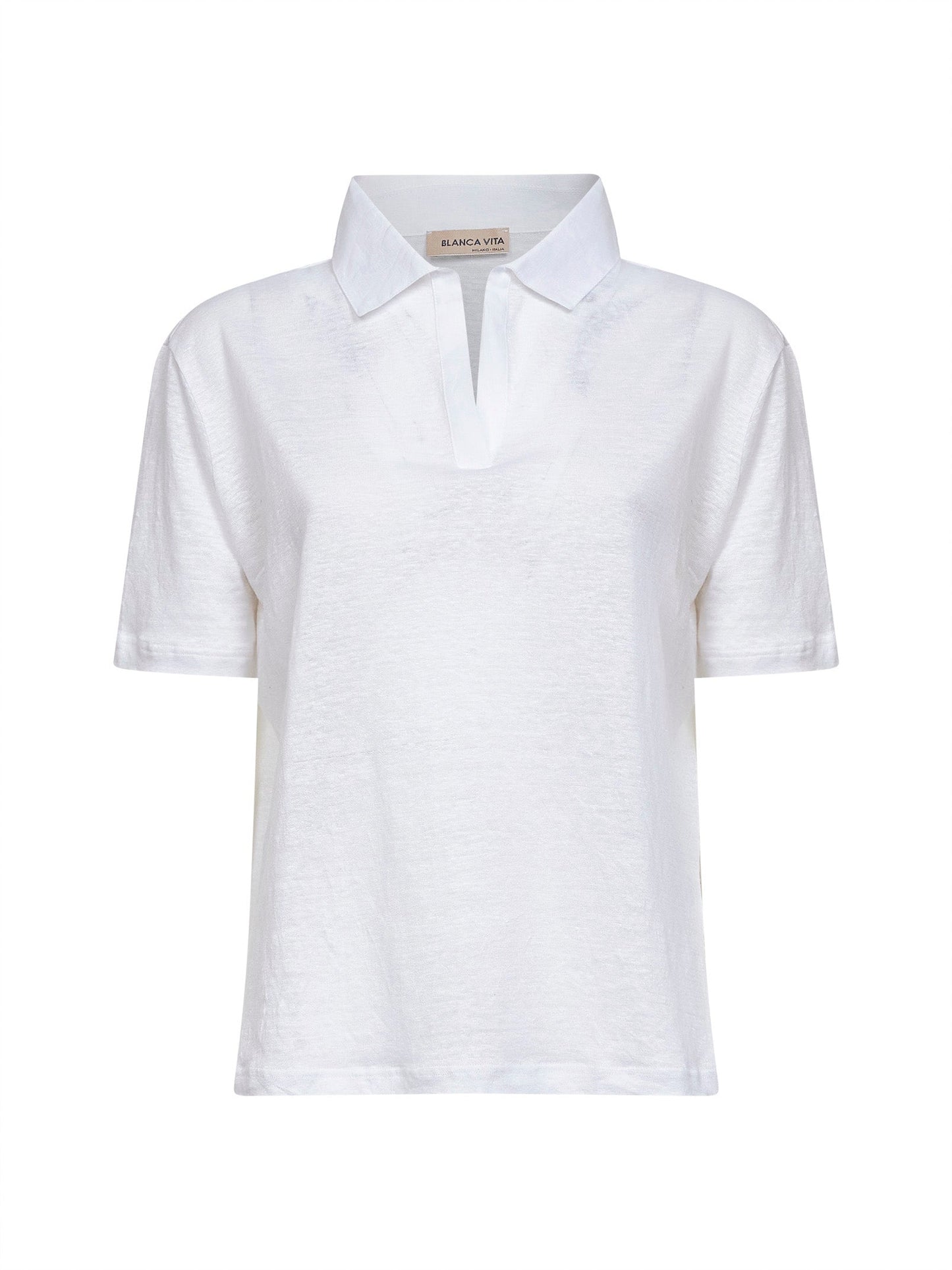 Polo Shirt White Linen