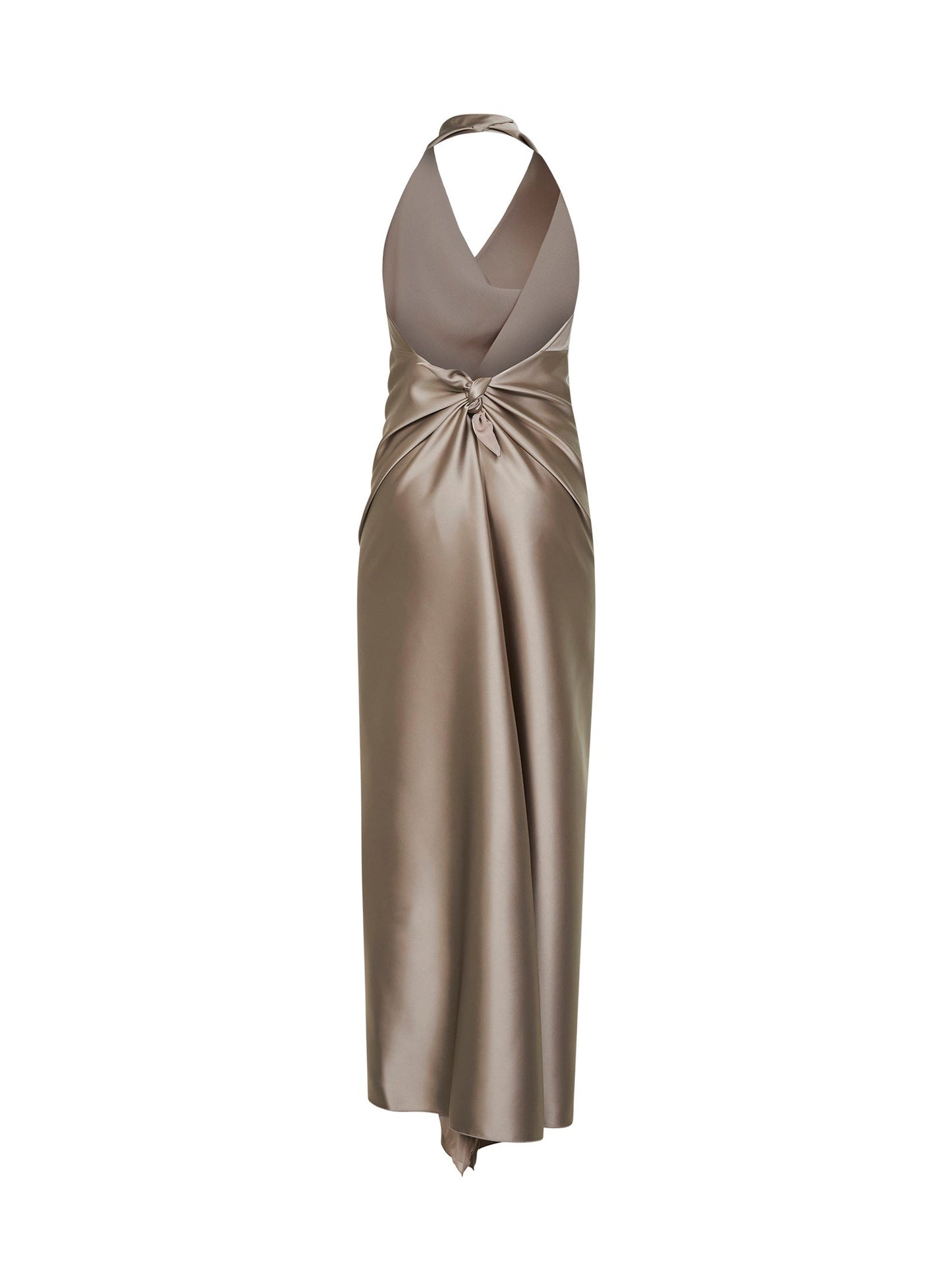 Taupe Satin Long Dress