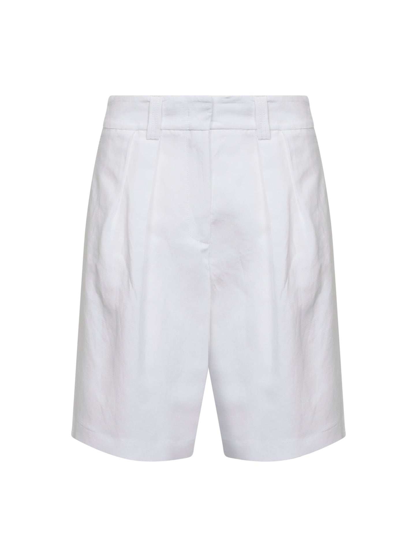 Bermuda Shorts Belsik White Viscose-Linen