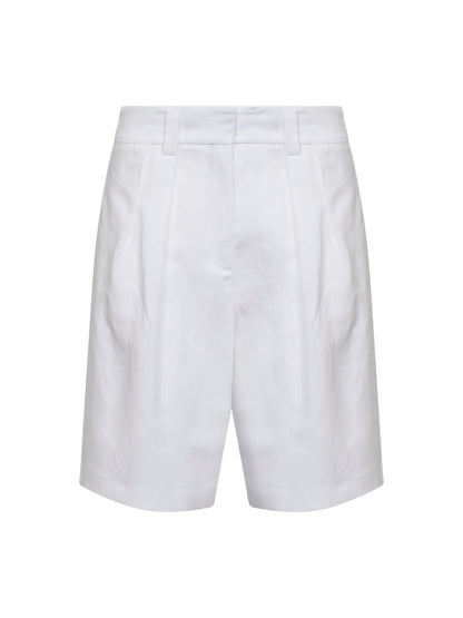 Bermuda Shorts Belsik White Viscose-Linen