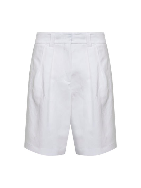 Bermuda Shorts Belsik White Viscose-Linen