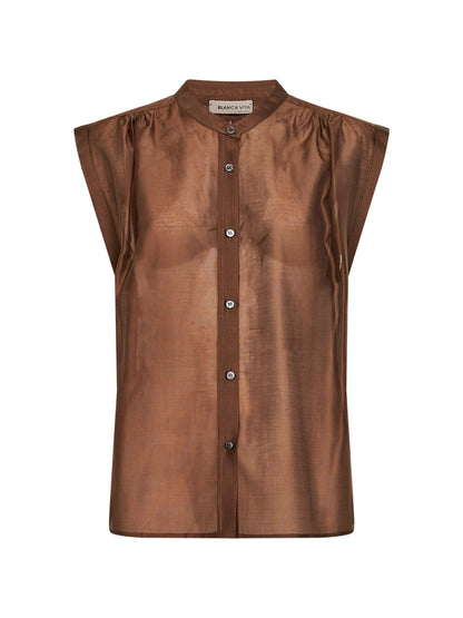 Chocolate Voile Calicia Sleeveless Shirt
