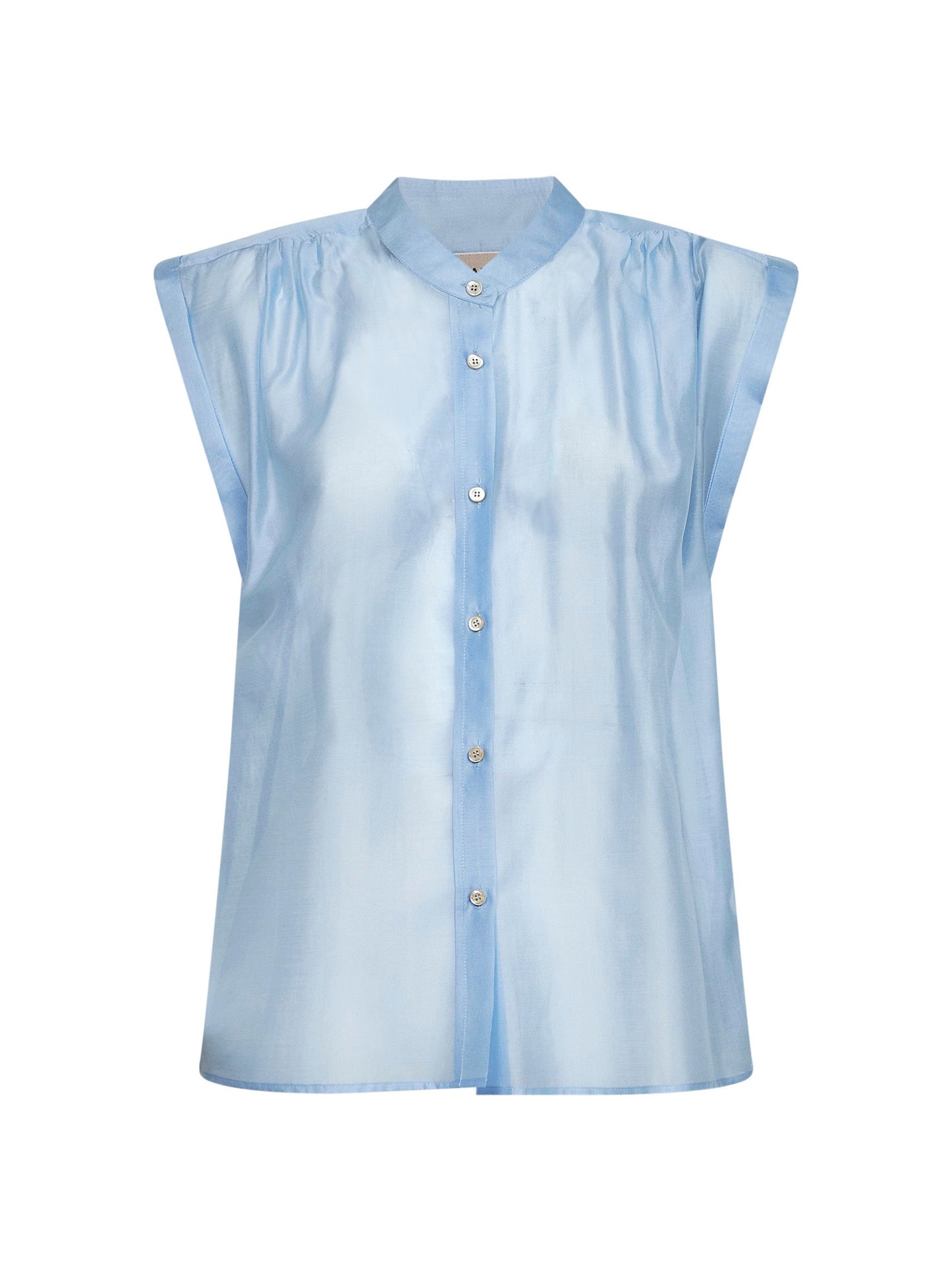 Periwinkle Blue Voile Sleeveless Shirt