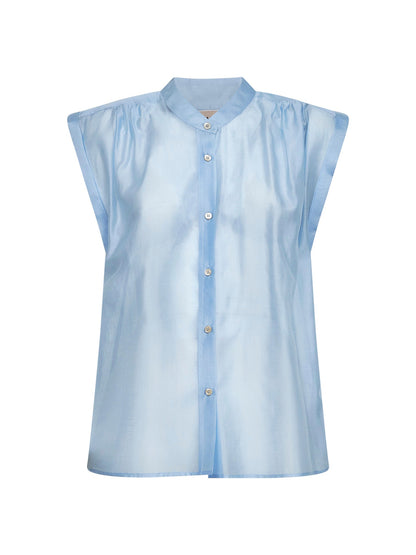 Periwinkle Blue Voile Sleeveless Shirt
