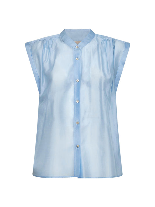 Periwinkle Blue Voile Sleeveless Shirt