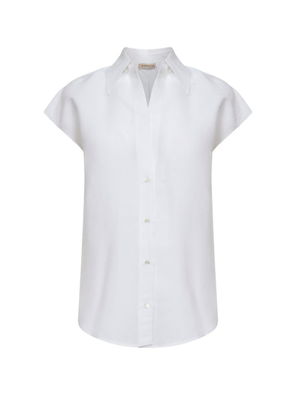 White Viscose and Linen Cenzia Shirt