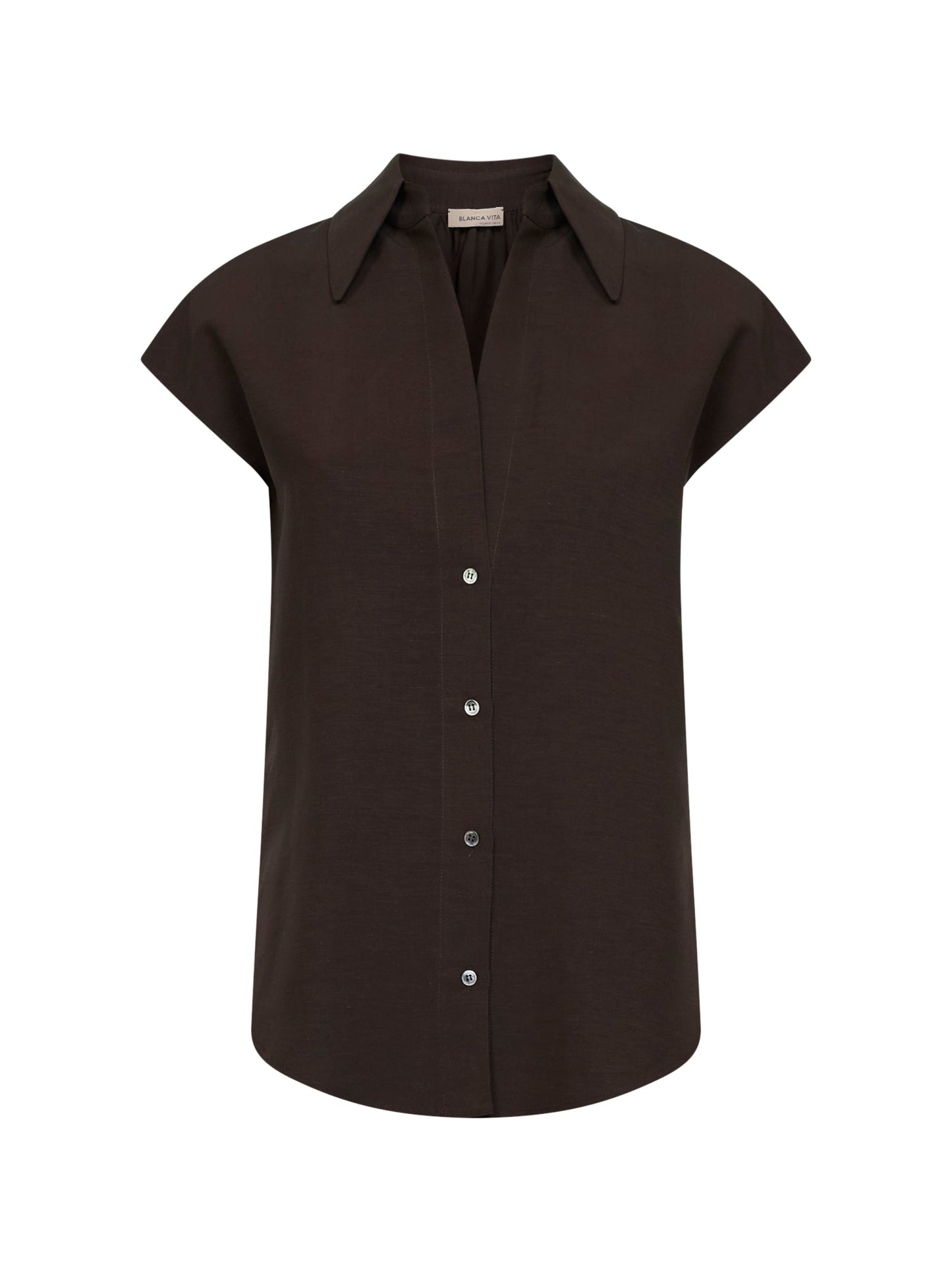 Moka Viscose and Linen Cenzia Shirt