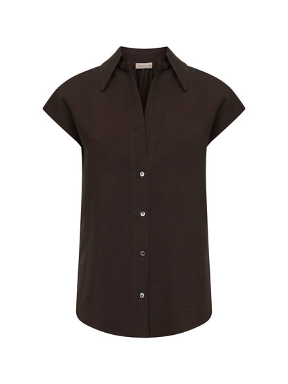 Moka Viscose and Linen Cenzia Shirt