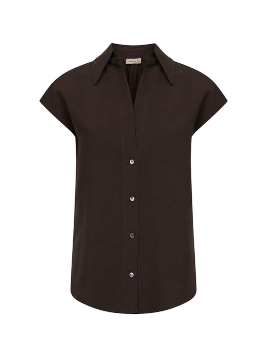Moka Viscose and Linen Cenzia Shirt