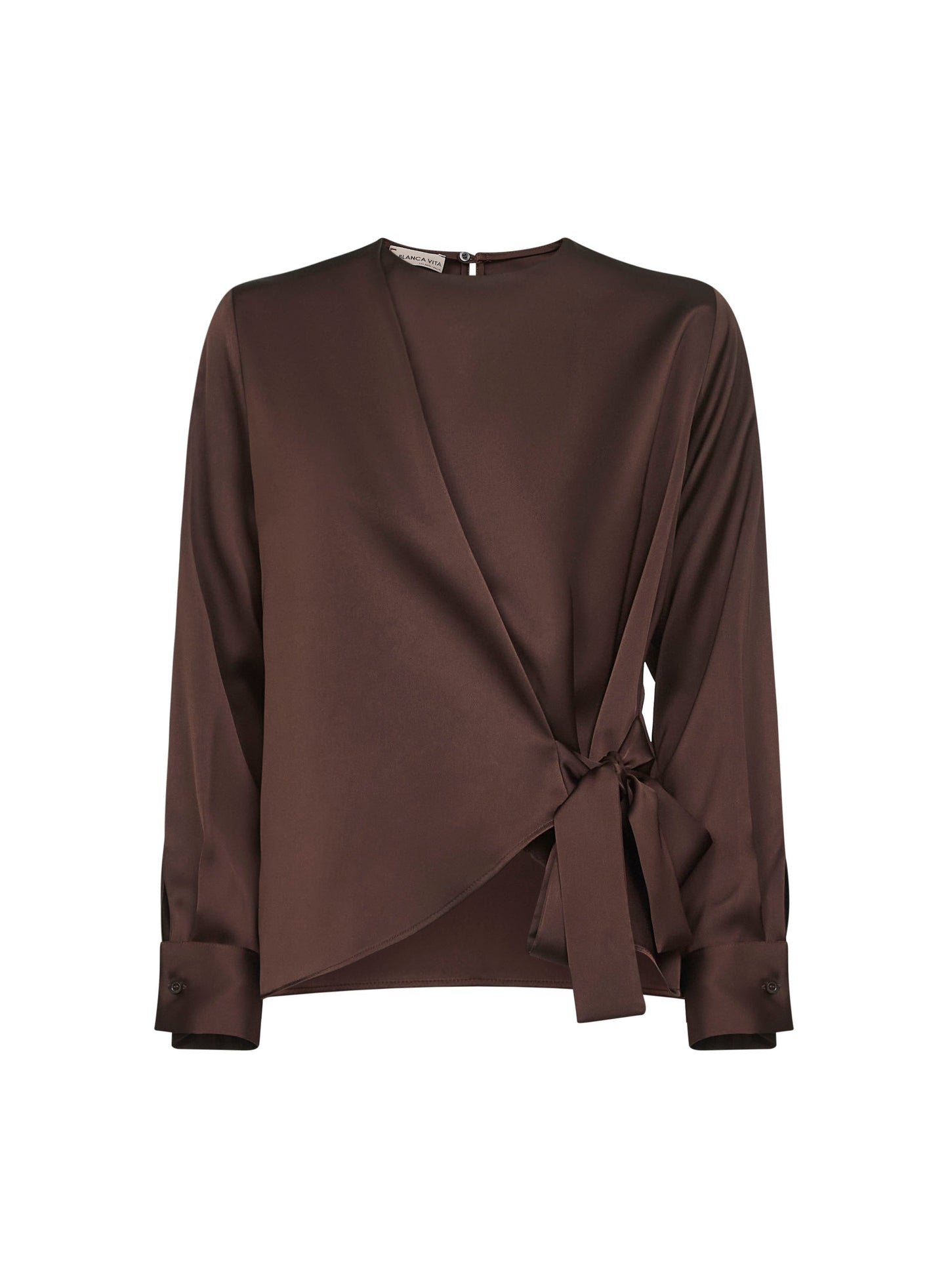 Coffee Satin Cesta Blouse