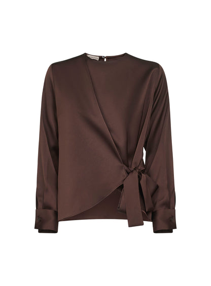 Coffee Satin Cesta Blouse