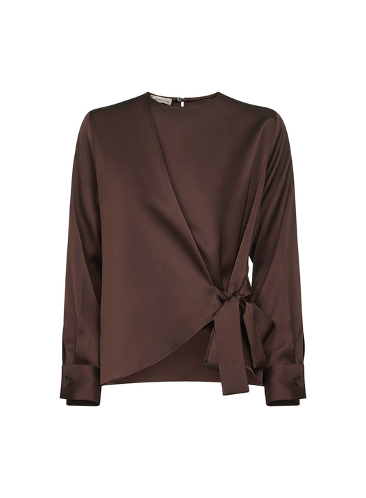 Coffee Satin Cesta Blouse