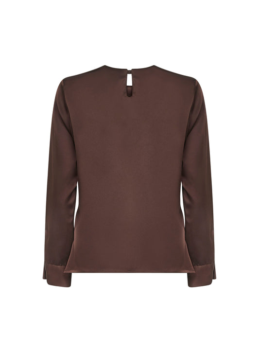 Coffee Satin Cesta Blouse