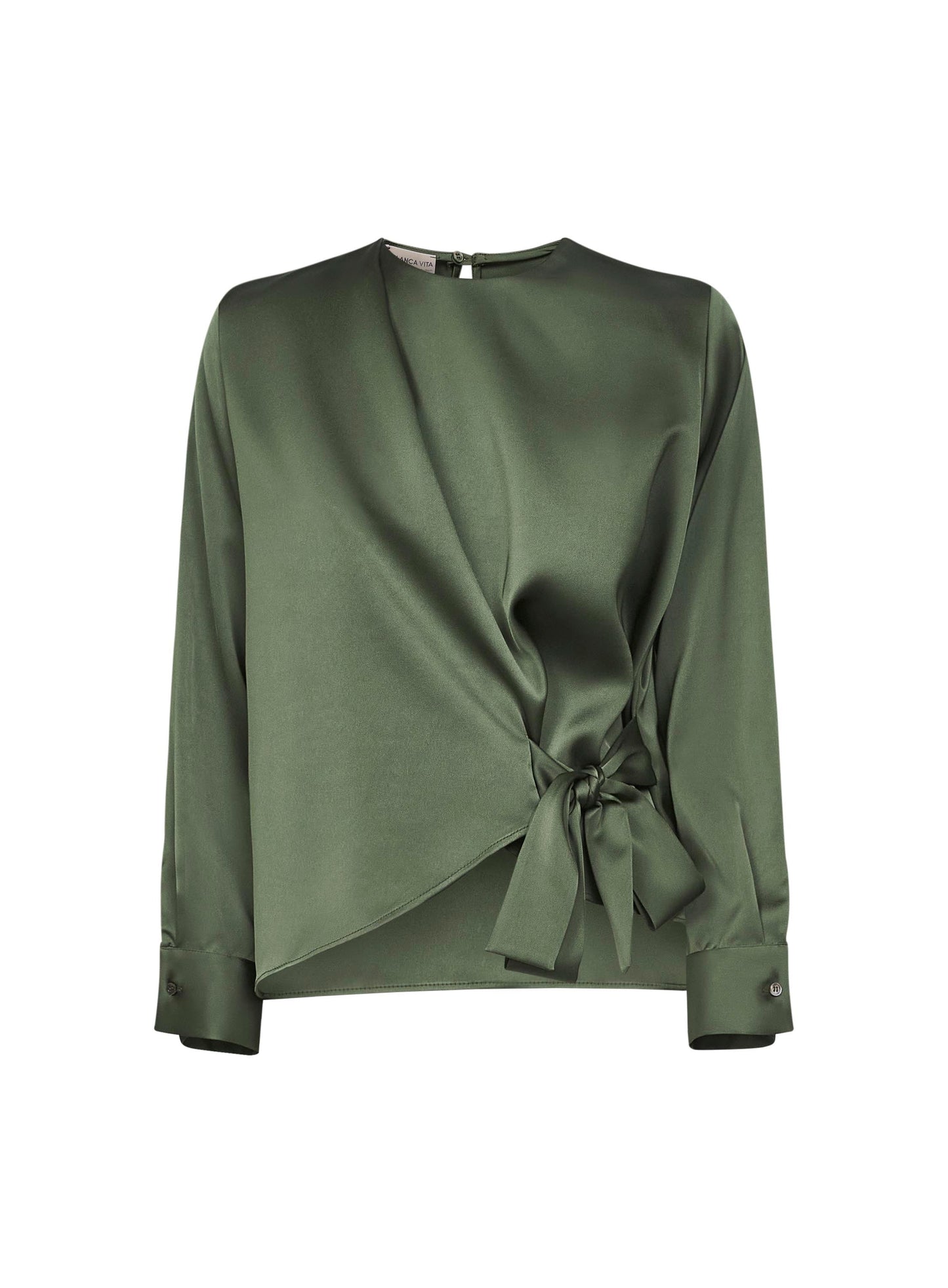 Green Satin Cesta Blouse