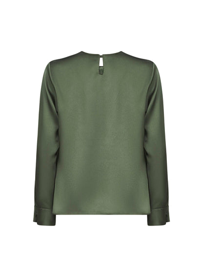 Green Satin Cesta Blouse