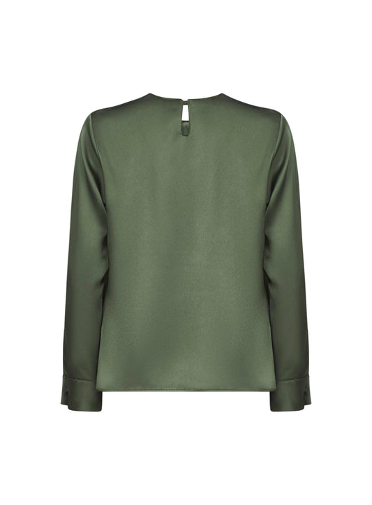 Green Satin Cesta Blouse