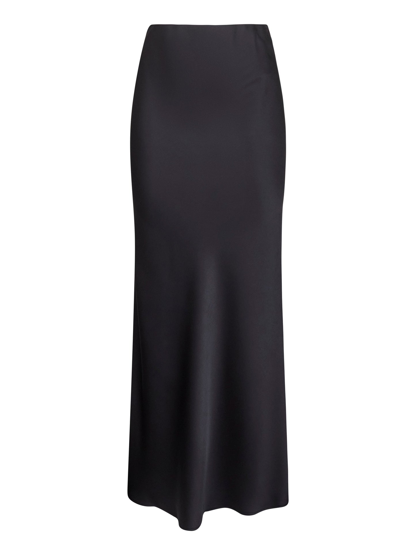 Midnight Blue Satin Long Flared Skirt