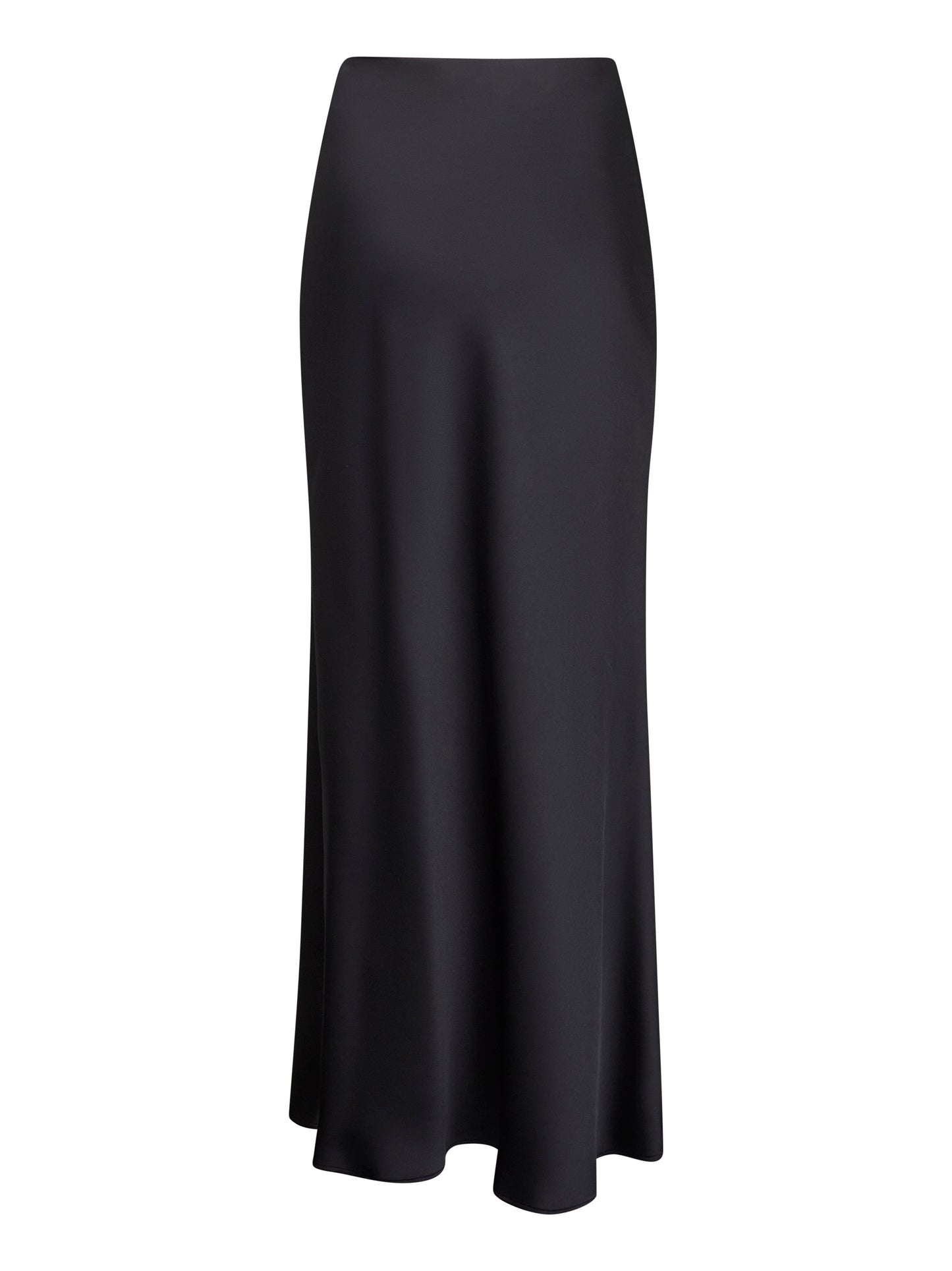 Midnight Blue Satin Long Flared Skirt