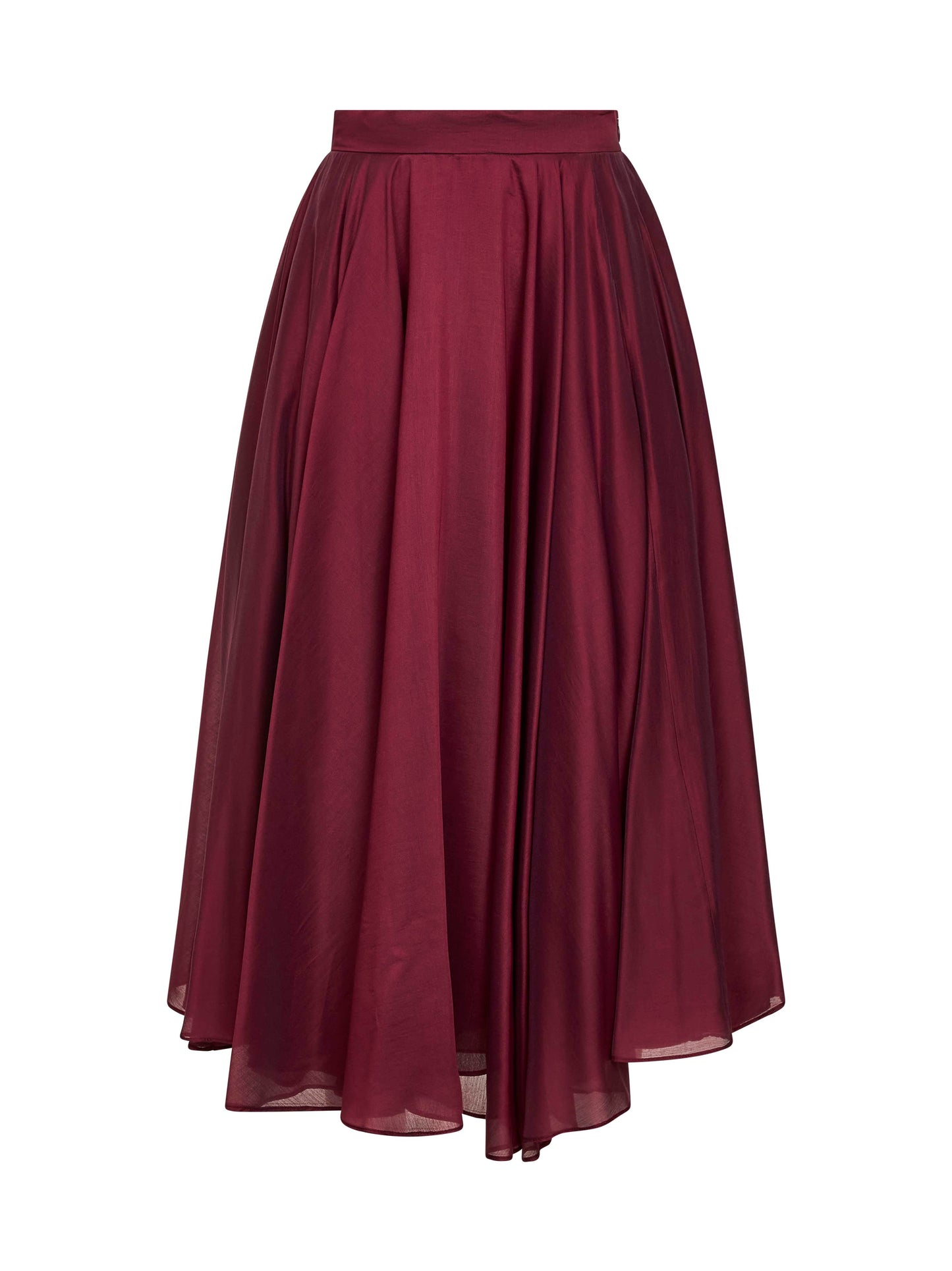 Burgundy Voile Full Midi Skirt