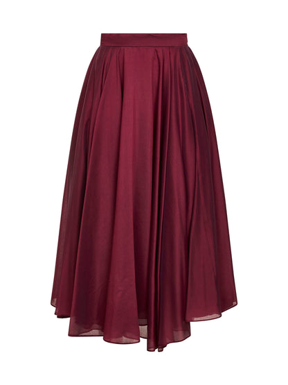 Burgundy Voile Full Midi Skirt