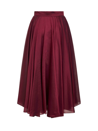 Burgundy Voile Full Midi Skirt