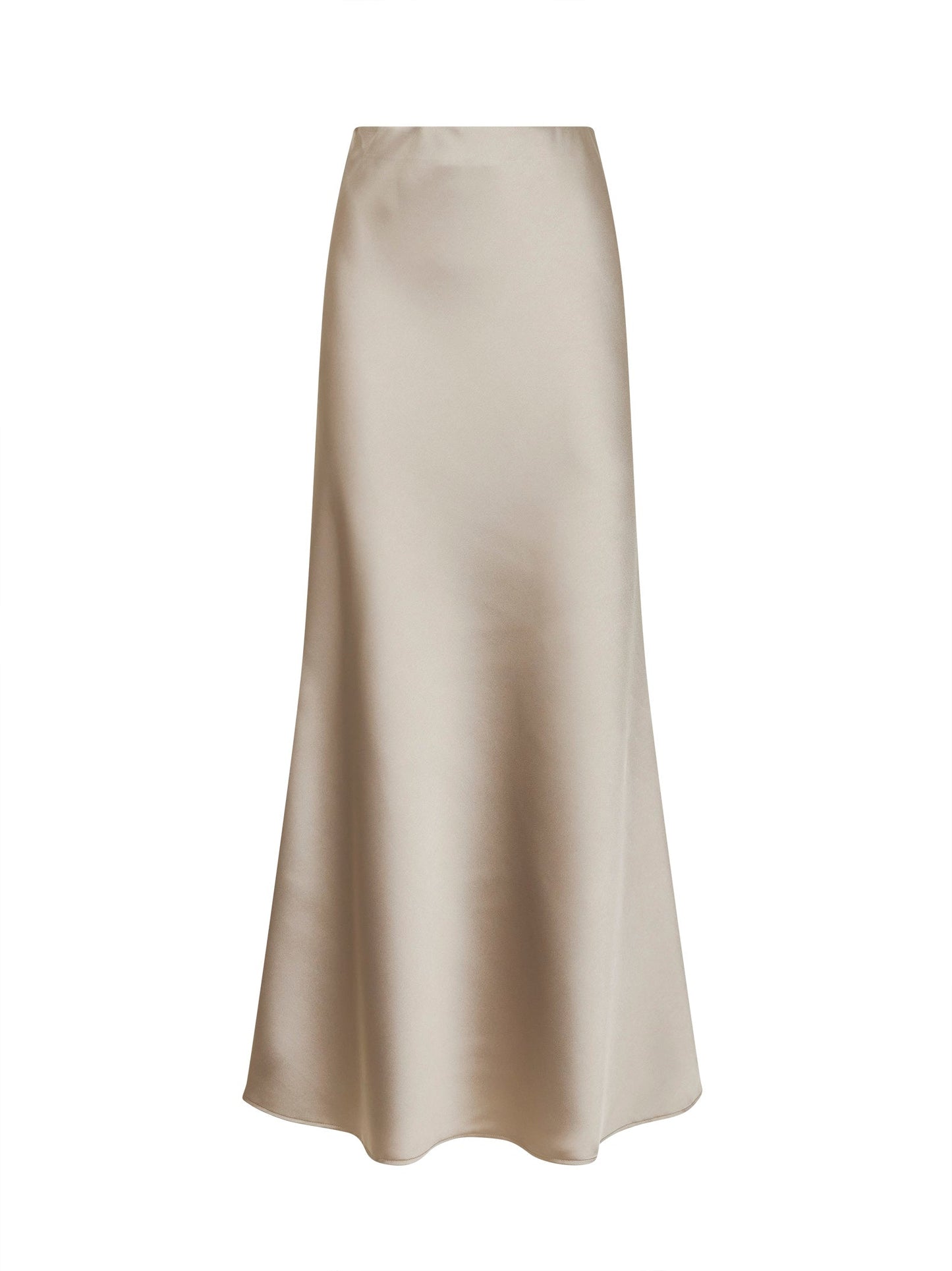Chalk Satin Long Bias Skirt