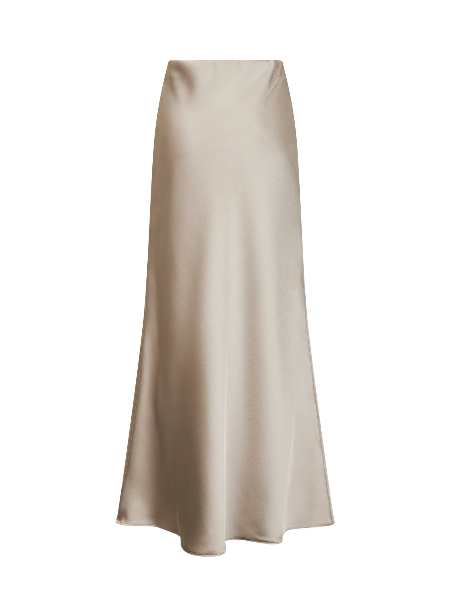 Chalk Satin Long Bias Skirt