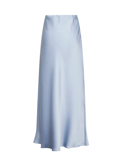 Powder Blue Satin Long Bias Skirt