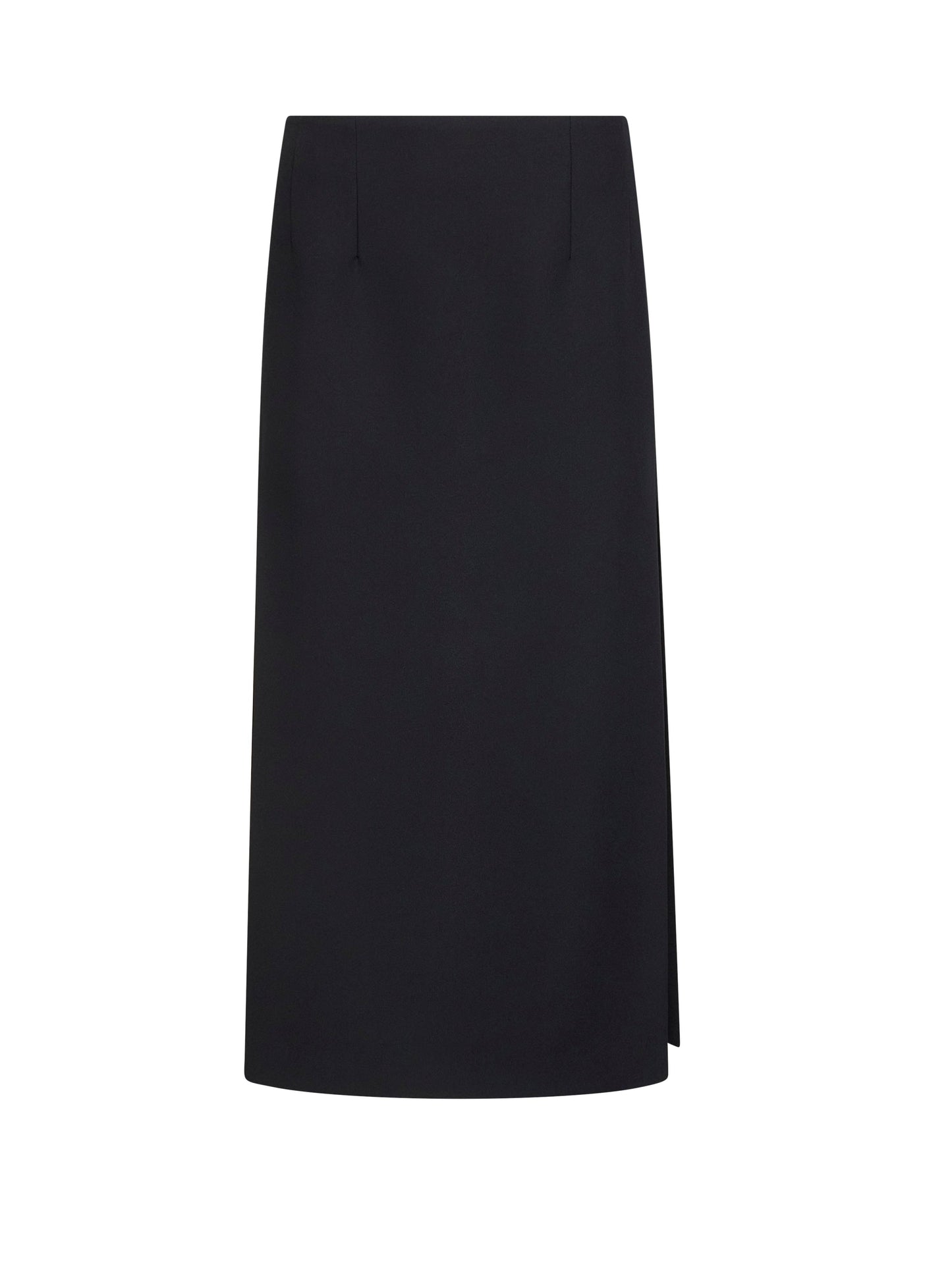 Black Cady Midi Skirt With Asymmetric Hemline