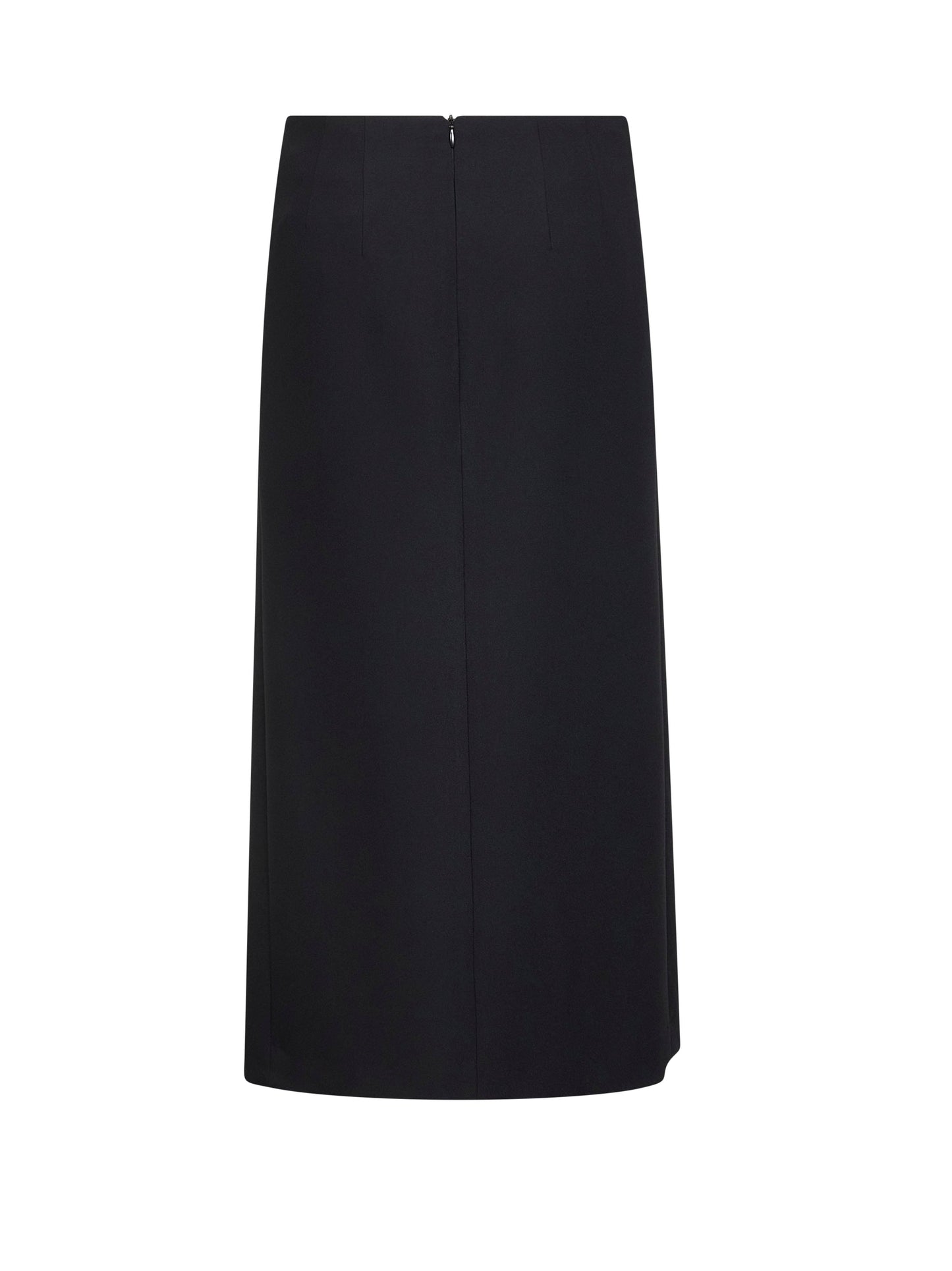 Black Cady Midi Skirt With Asymmetric Hemline