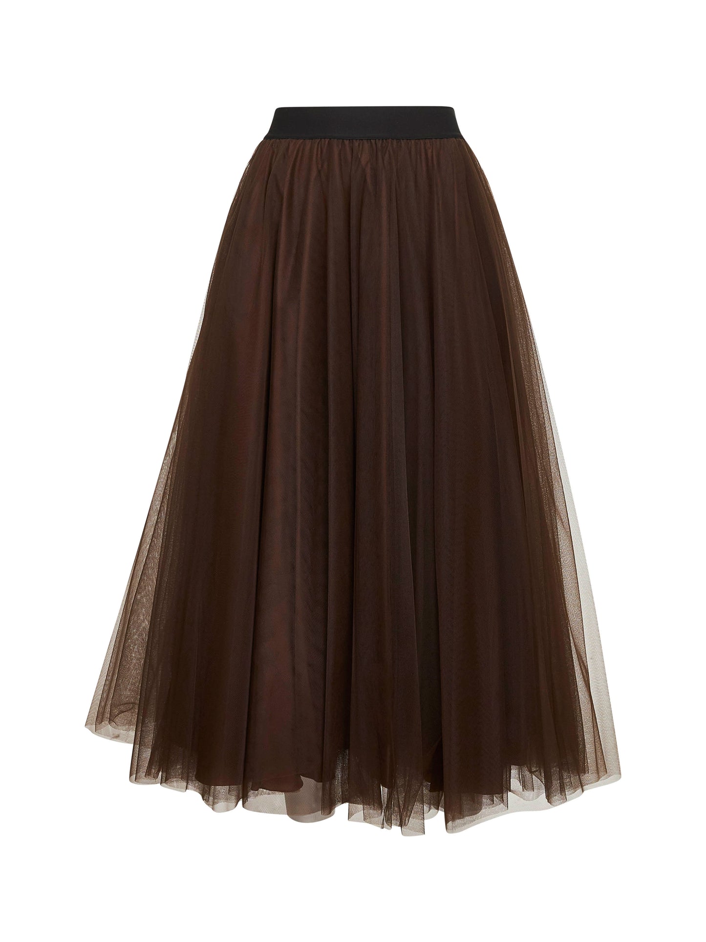 Brown Tulle Long Wide Skirt