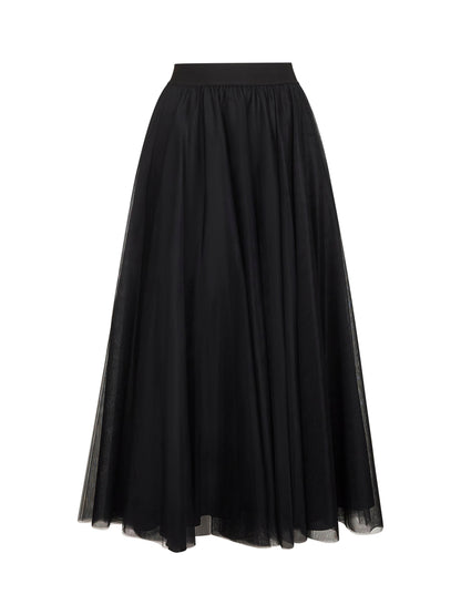 Onyx Tulle Long Wide Skirt