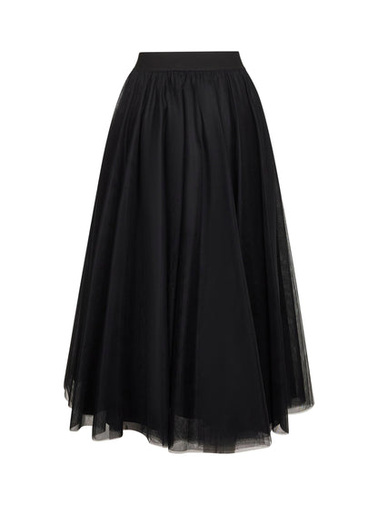 Onyx Tulle Long Wide Skirt