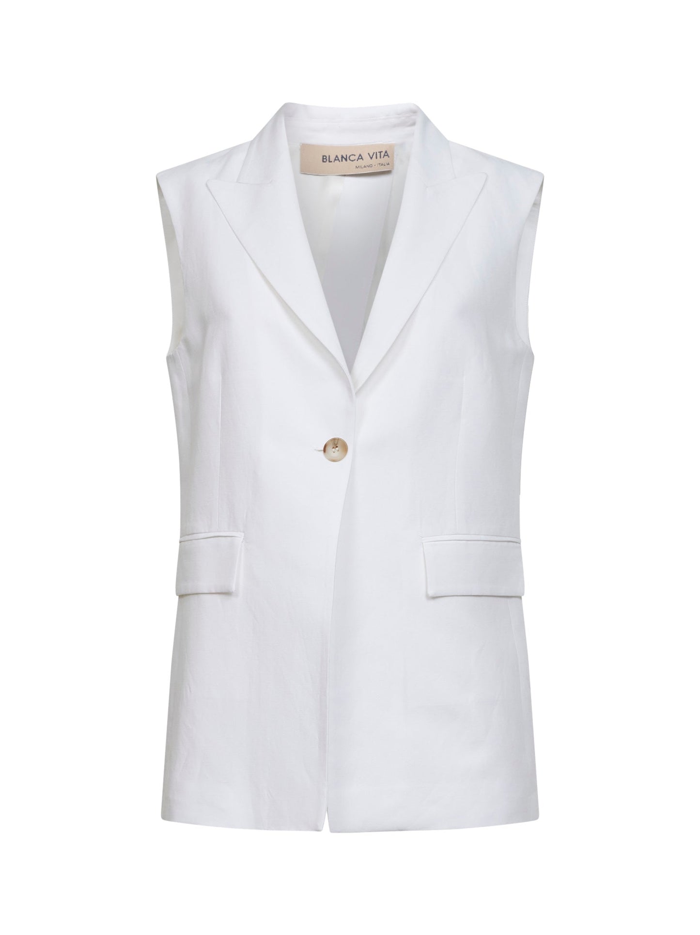 White Viscose and Linen Vest
