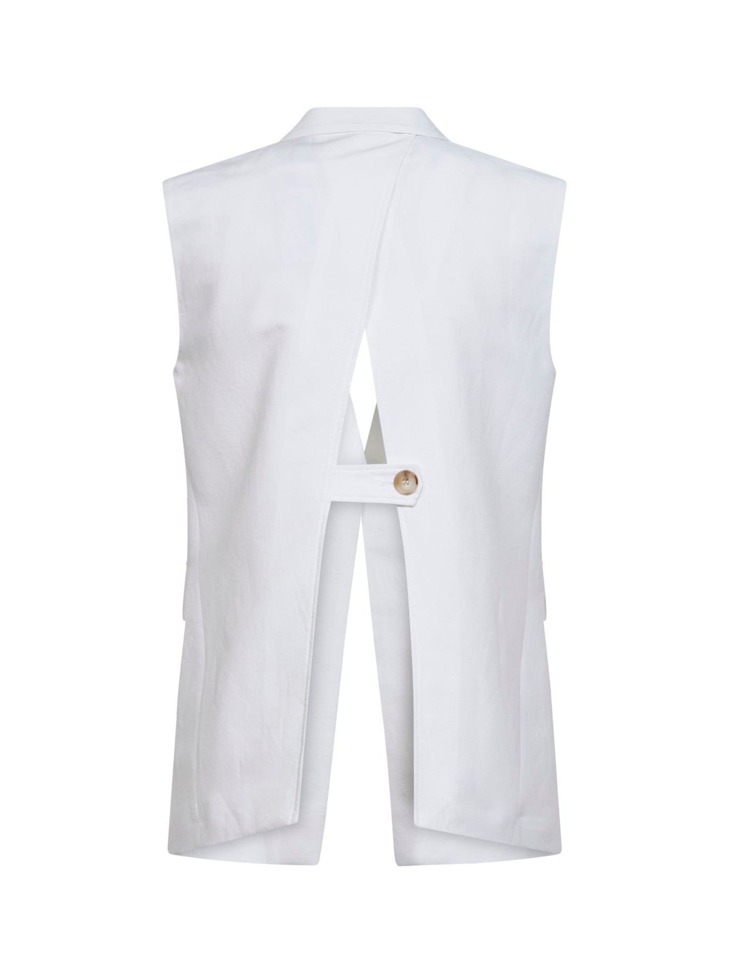 White Viscose and Linen Vest