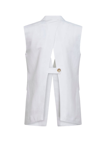 White Viscose and Linen Vest