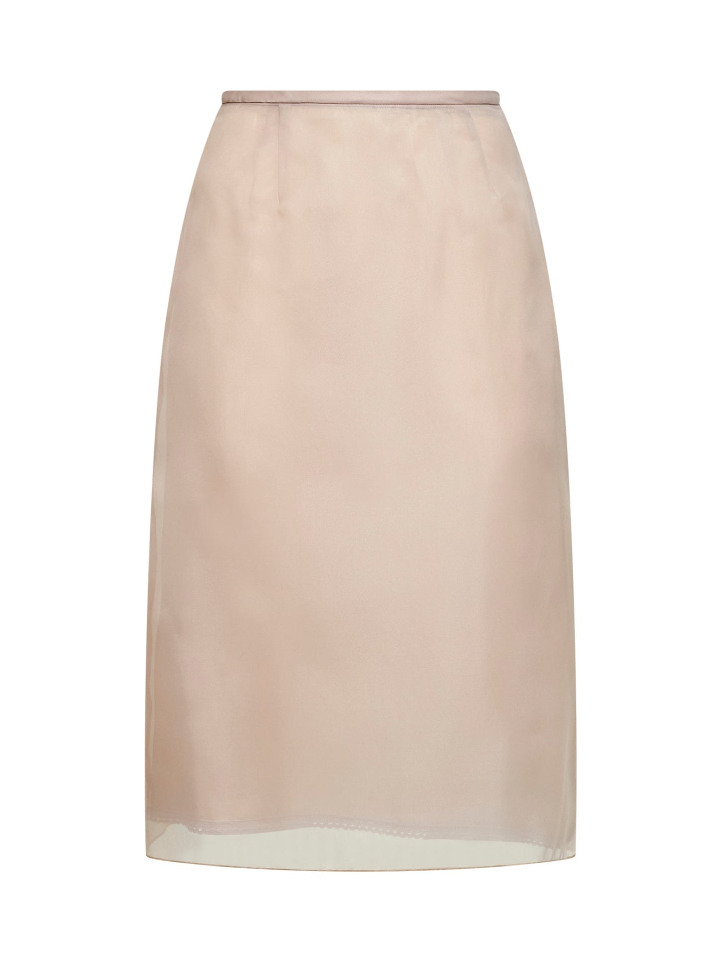 Beige Organza Pencil Skirt