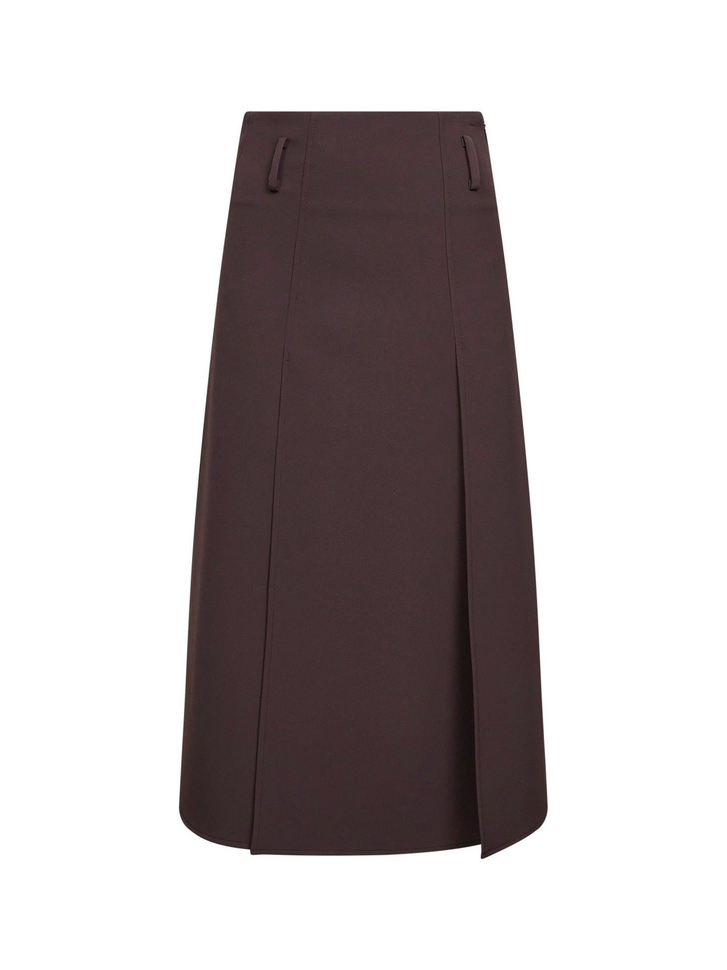 Dark Brown Jersey Paneled Midi Skirt