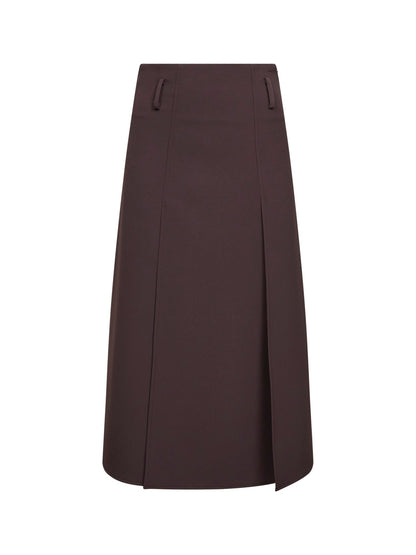 Dark Brown Jersey Paneled Midi Skirt