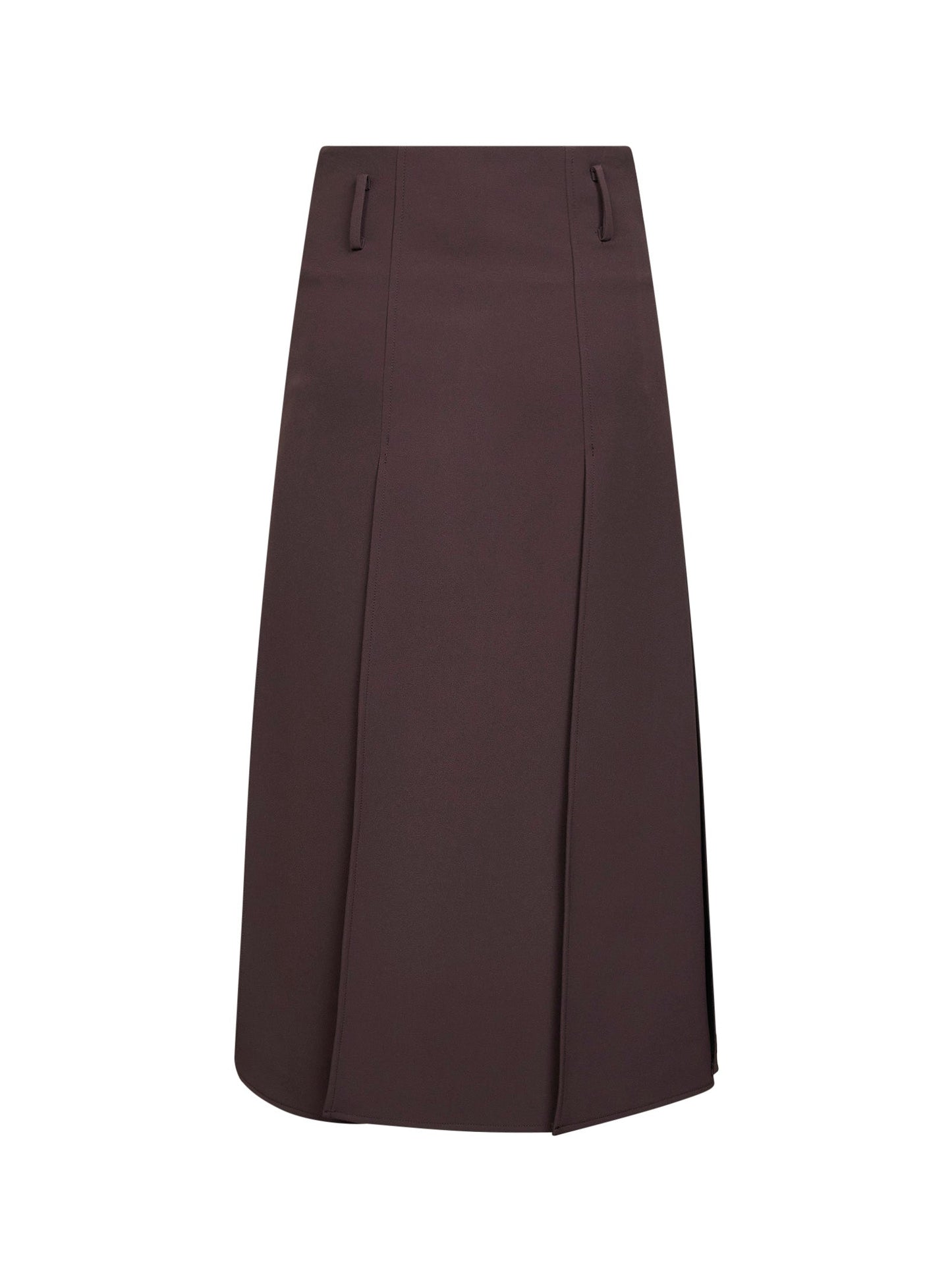 Dark Brown Jersey Paneled Midi Skirt