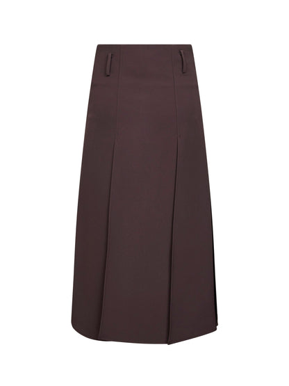 Dark Brown Jersey Paneled Midi Skirt