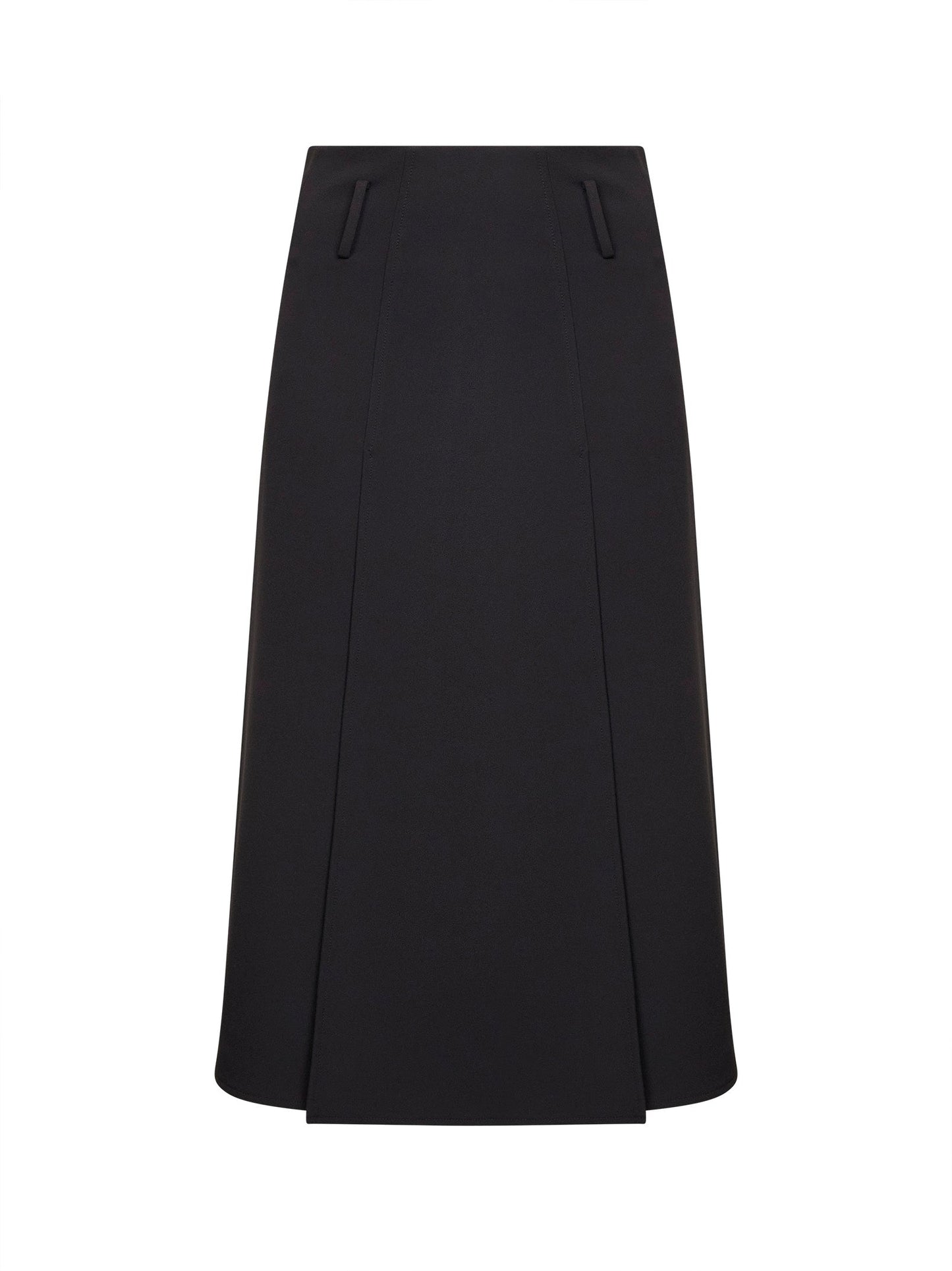 Black Jersey Paneled Midi Skirt